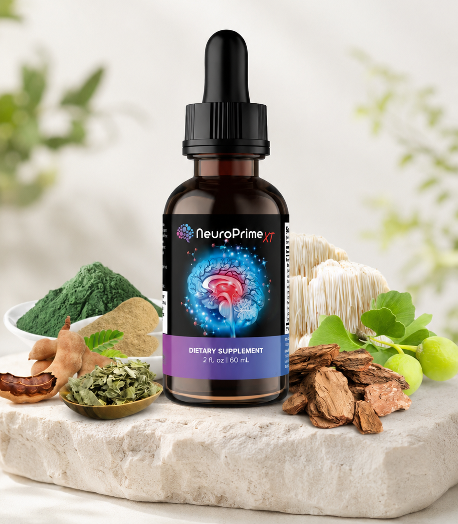 NeuroPrime XT supplement bottle with botanical ingredients